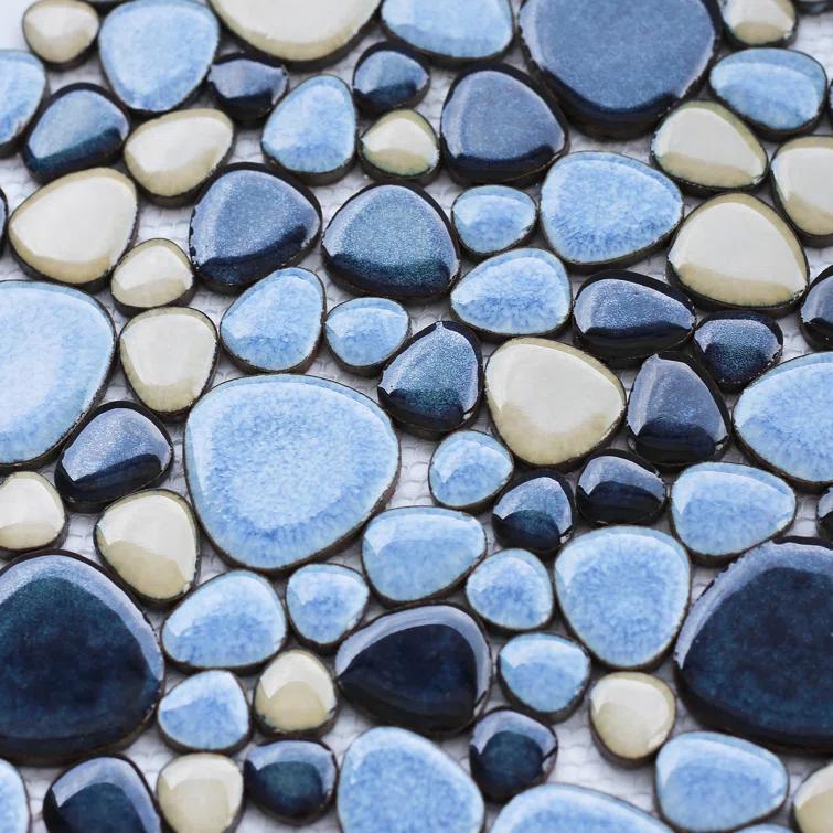 Blue Porcelain Pebbles / Rocks Wall & Floor Tile