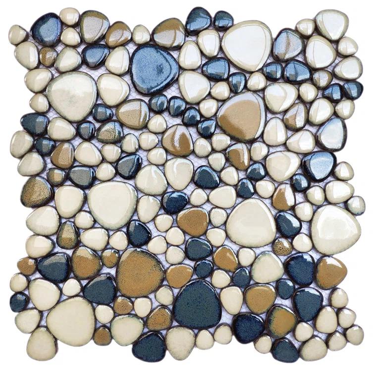 Blue Porcelain Pebbles / Rocks Wall & Floor Tile
