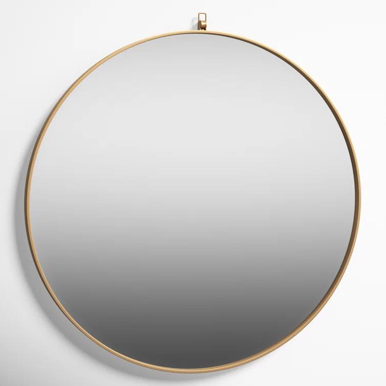 Cassie Metal/Manufactured Wood Round Wall Mirror