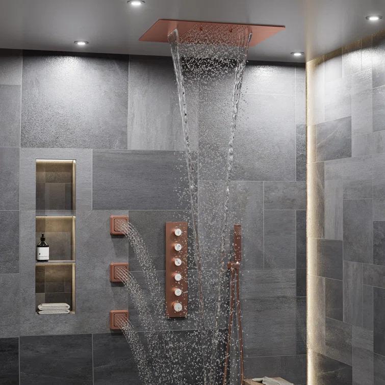 Thermostatic Complete Rainfall Shower System with Rough in-Valve and Body Spray