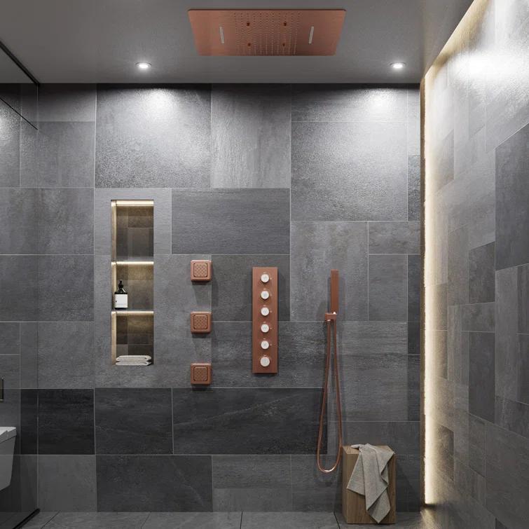 Thermostatic Complete Rainfall Shower System with Rough in-Valve and Body Spray