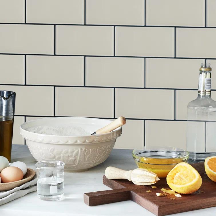 3'' W x 6'' L Glass Peel and Stick Subway Tile
