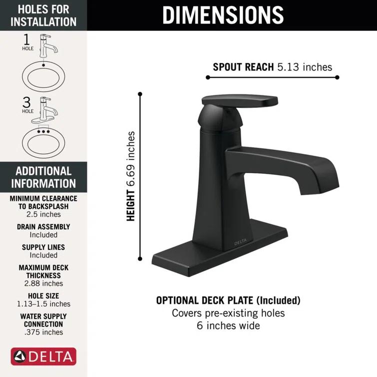 Ashlyn Single Hole Bathroom Faucet with Drain Assembly, Single Handle Bathroom Sink Faucet