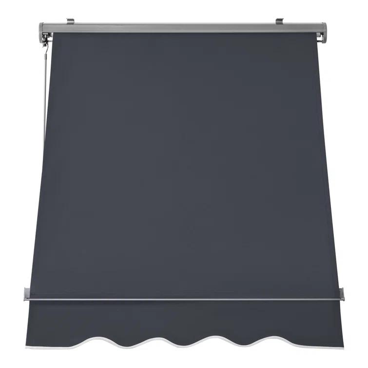 MCombo Polyester Cover Patio Window Awning, Manual Retractable Sunshade Canopy