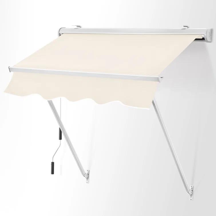 MCombo Polyester Cover Patio Window Awning, Manual Retractable Sunshade Canopy