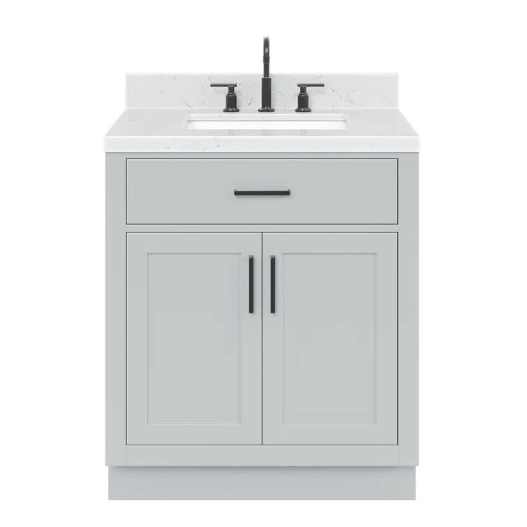 Tidworth 30.25'' Single Bathroom Vanity with Carrara Quartz Top