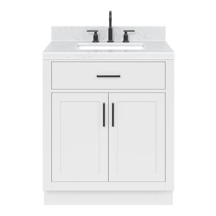 Tidworth 30.25'' Single Bathroom Vanity with Carrara Quartz Top