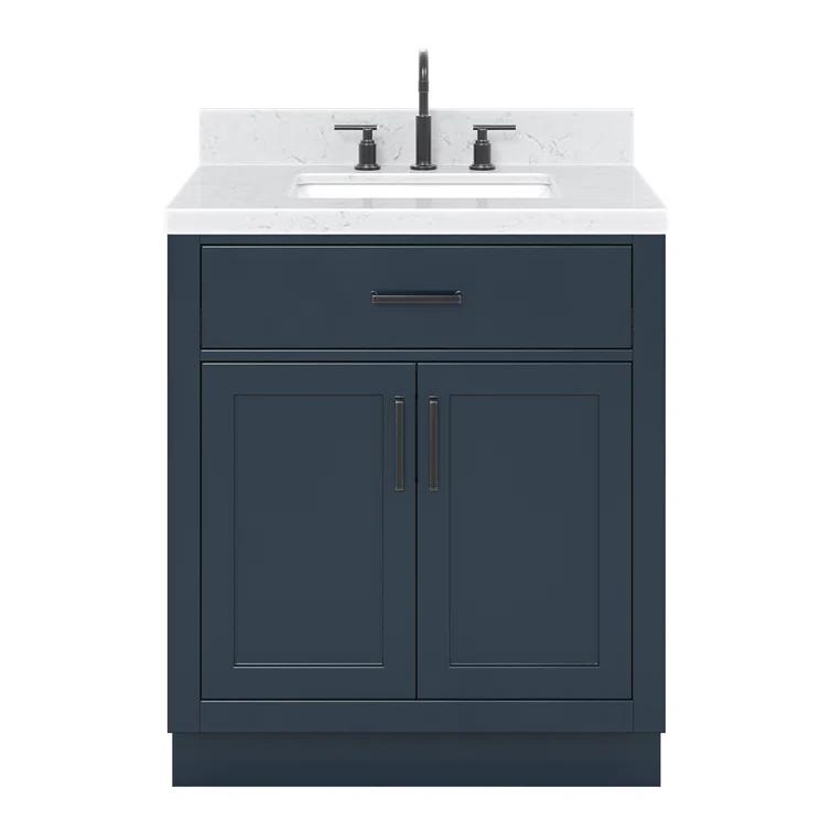 Tidworth 30.25'' Single Bathroom Vanity with Carrara Quartz Top