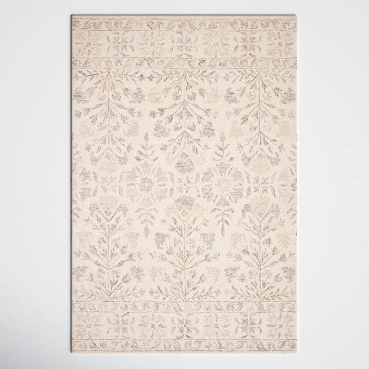Aden Floral Handmade Hooked Wool Ivory/ Brown/Grey Area Rug