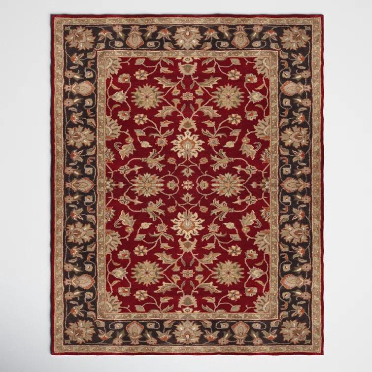 Byler Oriental Handmade Tufted Wool Garnet Area Rug