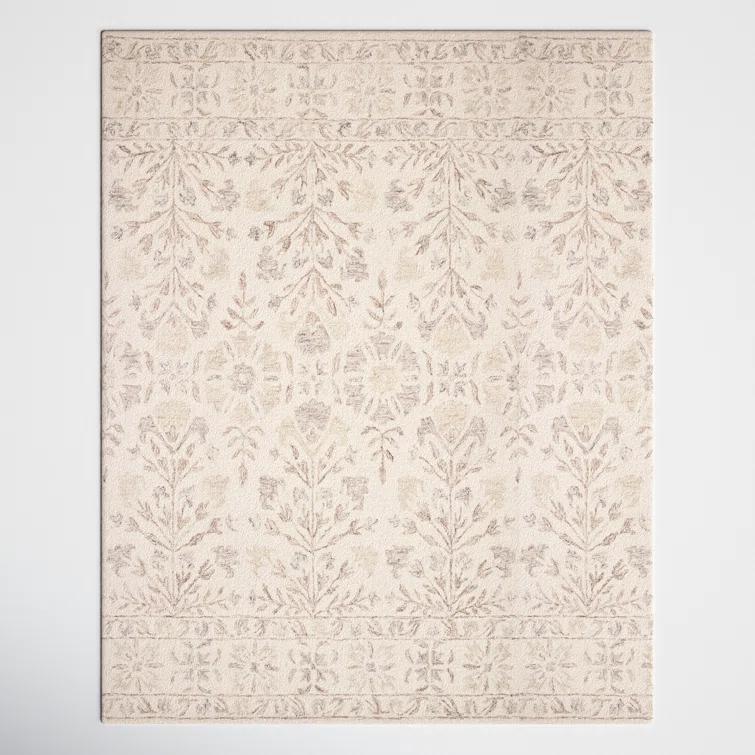 Aden Floral Handmade Hooked Wool Ivory/ Brown/Grey Area Rug