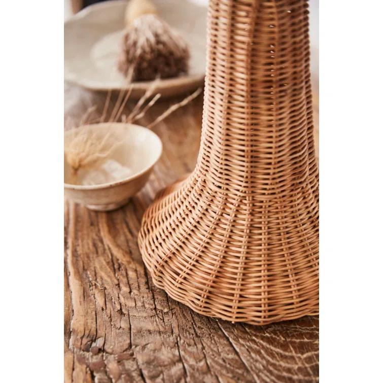 Augusta Woven Rattan Coastal Table Lamp in Light Brown