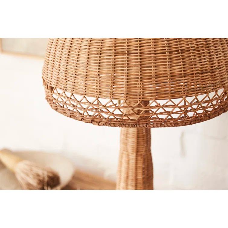 Augusta Woven Rattan Coastal Table Lamp in Light Brown