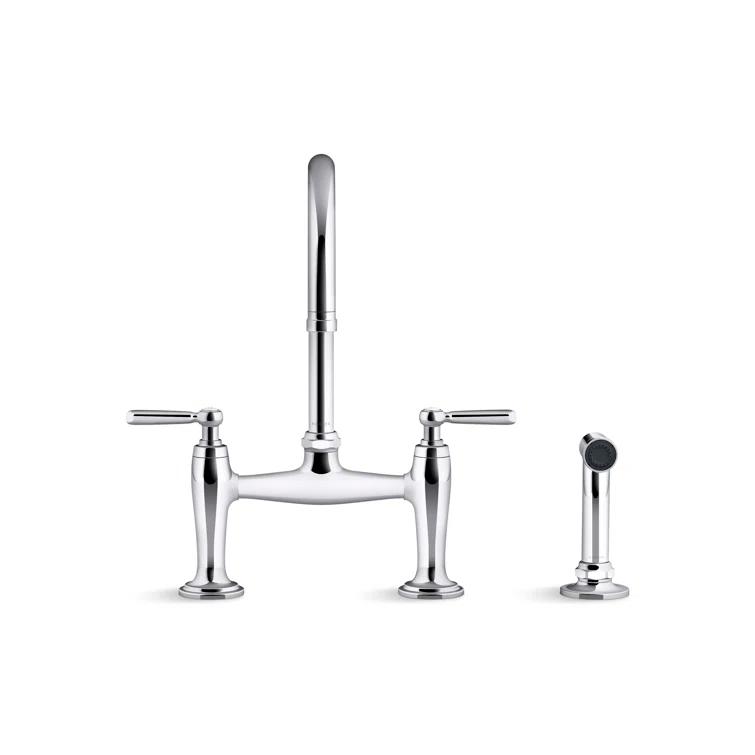 Edalyn by Studio McGee Two-Hole Bridge Kitchen Sink Faucet with Side Sprayer
