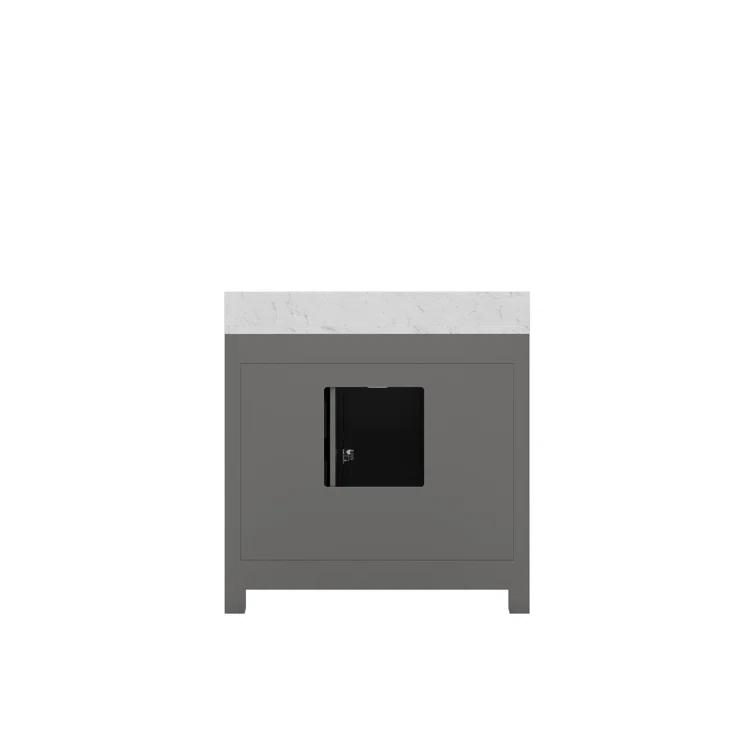 Madison 36 in. W x 21.5 in. D x 34 in. H Single Sink Bath Vanity in Cashmere Grey with Carrara White Marble Top