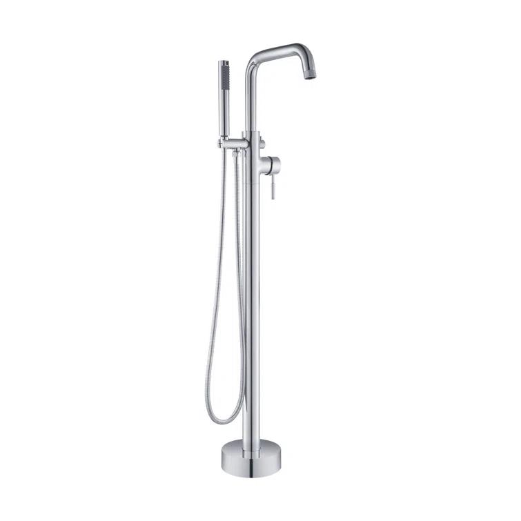 Single Handle Floor Mounted Freestanding Tub Filler Faucet with Handshower