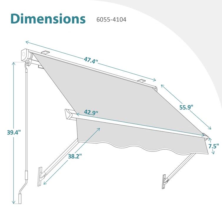 MCombo Polyester Cover Patio Window Awning, Manual Retractable Sunshade Canopy
