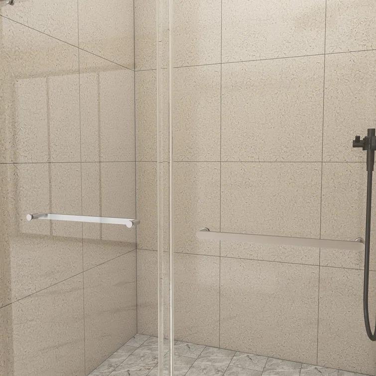 JimsMaison 72" W x 79" H Soft-Closing Double Sliding Frameless Shower Door with Clear Glass JMBGSD03-72BN