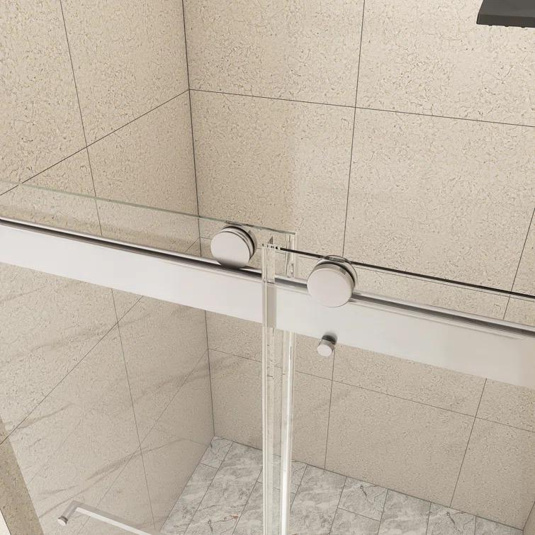 JimsMaison 72" W x 79" H Soft-Closing Double Sliding Frameless Shower Door with Clear Glass JMBGSD03-72BN