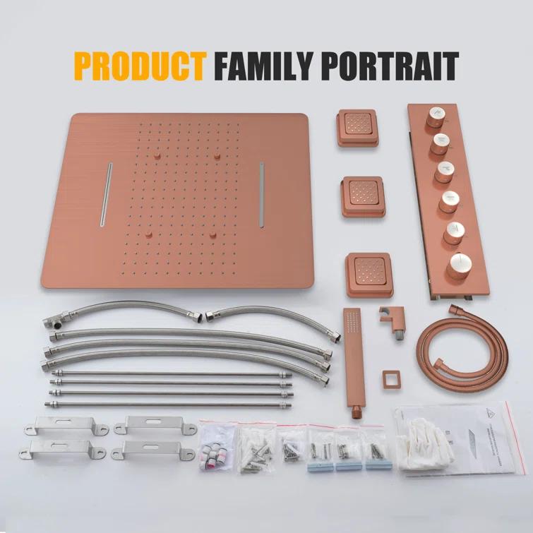 Thermostatic Complete Rainfall Shower System with Rough in-Valve and Body Spray