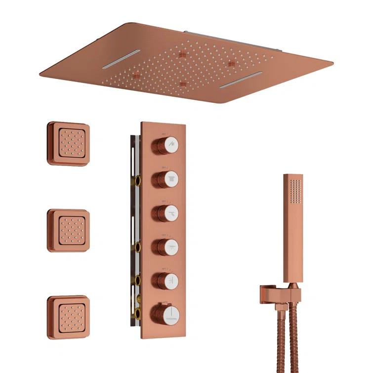 Thermostatic Complete Rainfall Shower System with Rough in-Valve and Body Spray