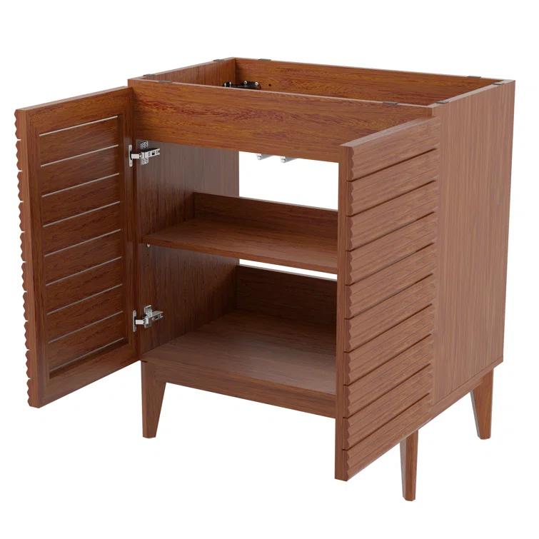 Calandre 30" Slat Modern Farmhouse 2-Shelf Bath Vanity Cabinet Only (Sink Basin not Included)