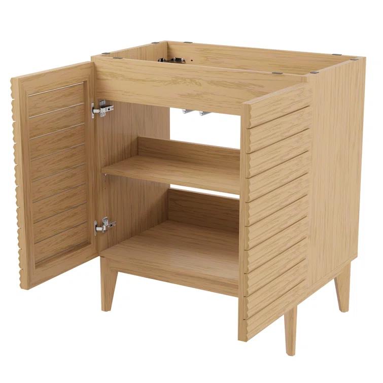 Calandre 30" Slat Modern Farmhouse 2-Shelf Bath Vanity Cabinet Only (Sink Basin not Included)