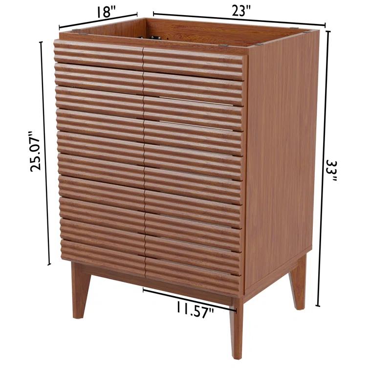 Calandre 24" Slat Modern Farmhouse 2-Shelf Bath Vanity Cabinet Only (Sink Basin not Included)