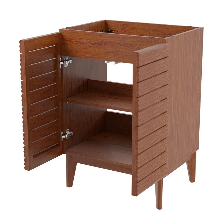 Calandre 24" Slat Modern Farmhouse 2-Shelf Bath Vanity Cabinet Only (Sink Basin not Included)