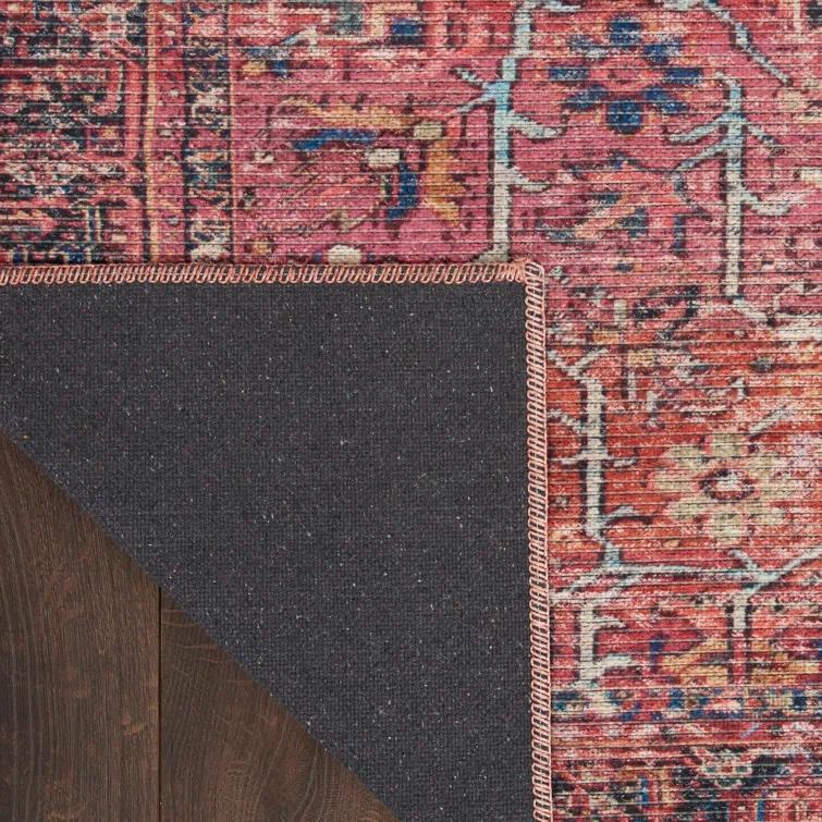Bungalow Rose Machine Washable Oriental Red Area Rug