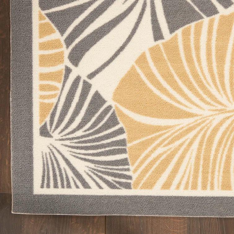 Floral Gray/Yellow Outdoor Area Rug