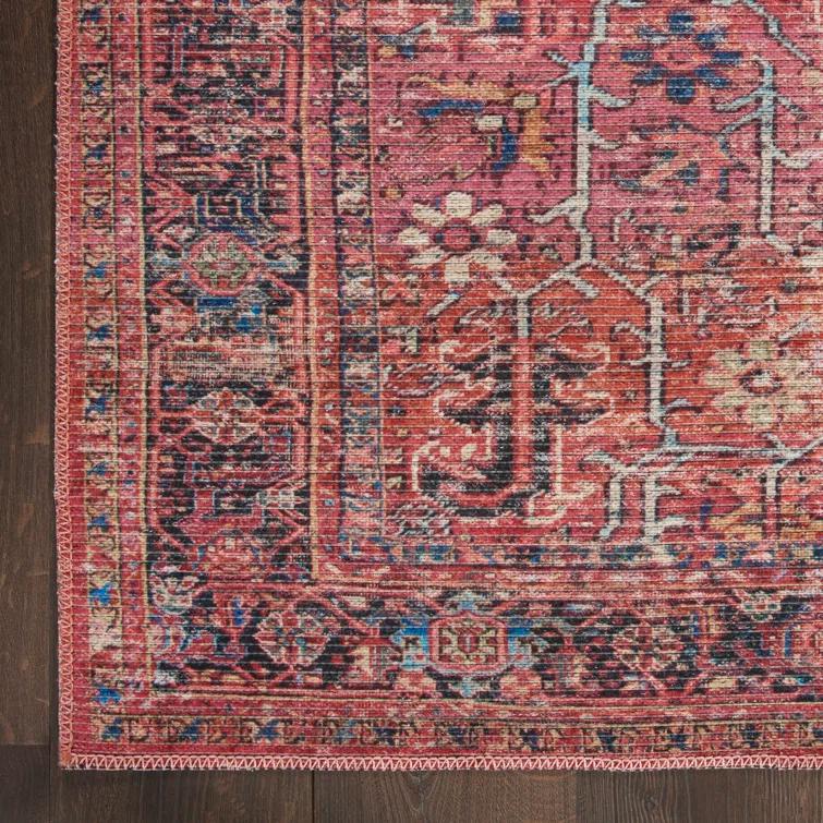 Bungalow Rose Machine Washable Oriental Red Area Rug