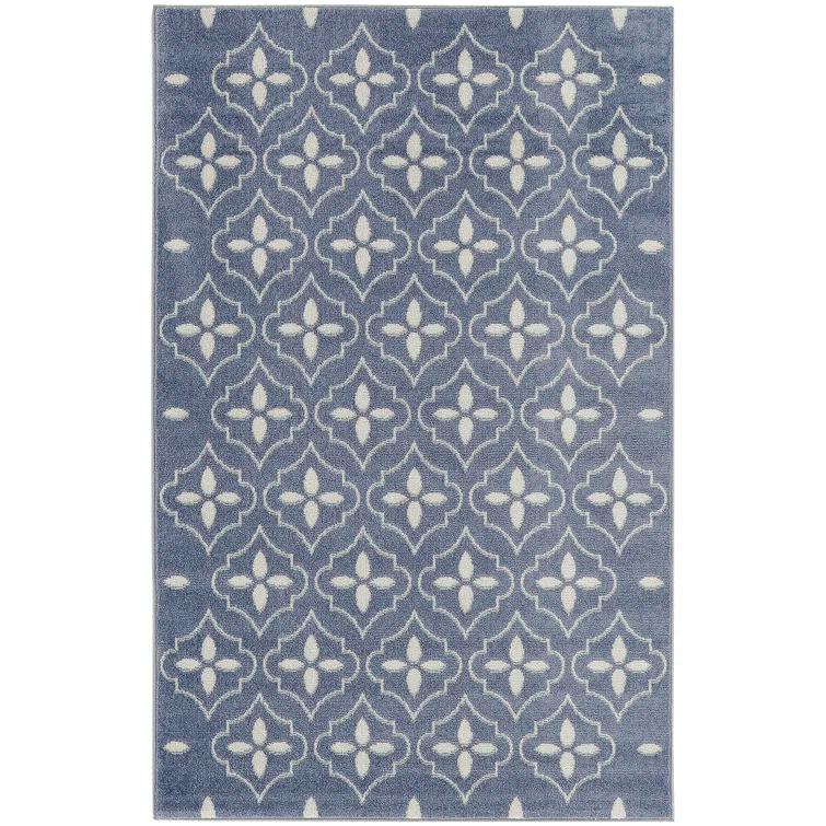 Nourison Essentials Blue/Ivory Indoor/Outdoor Area Rug