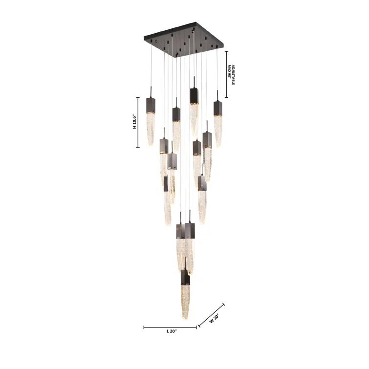 Bethel International Chandelier Black  Metal & Crystal