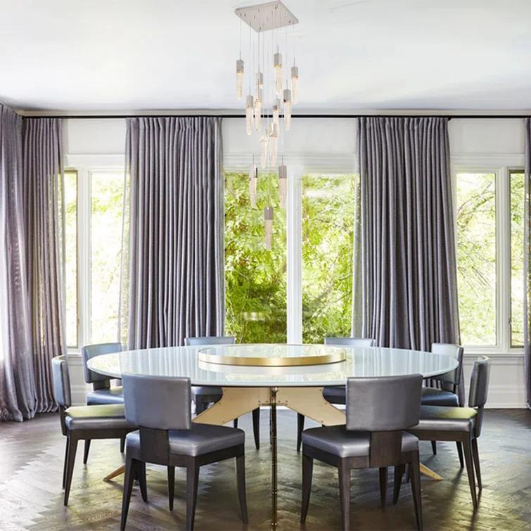 Chrome 13-Light Geometric Chandelier with Crystal Accents