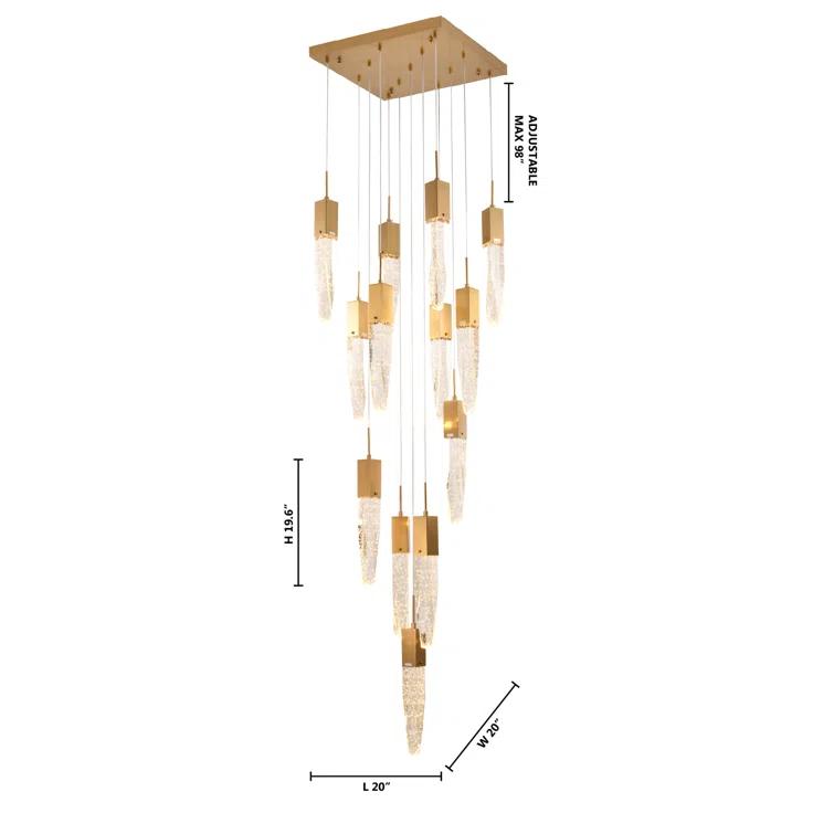 Bethel International Chandelier Gold Metal & Crystal
