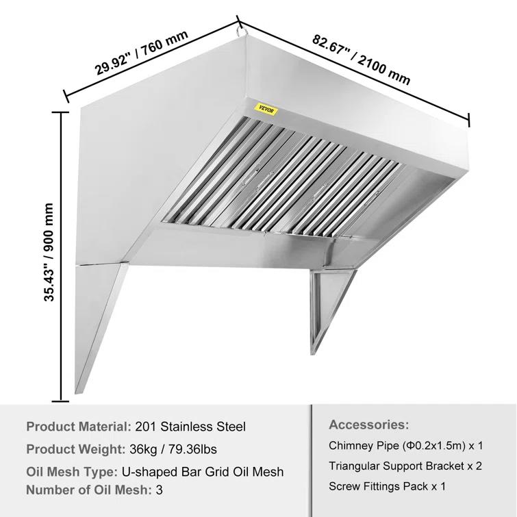 VEVOR VEVOR Stainless Steel Ducted (Vented) Range Hood SYPYZYC7050HPWLY5V0