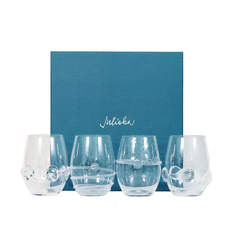 Juliska Heritage 12 oz. Stemless Wine Glass Assorted (Set of 4)
