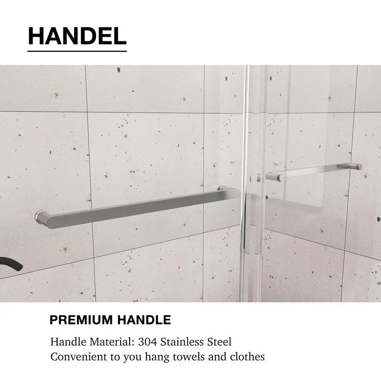 JimsMaison 72" W x 79" H Soft-Closing Double Sliding Frameless Shower Door with Clear Glass JMBGSD03-72BN