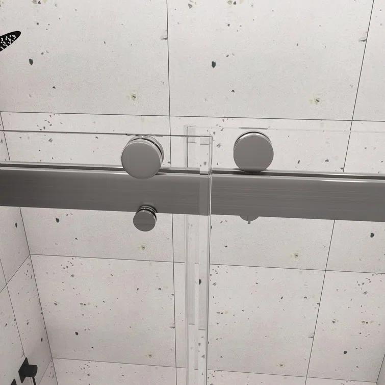 JimsMaison 72" W x 79" H Soft-Closing Double Sliding Frameless Shower Door with Clear Glass JMBGSD03-72BN
