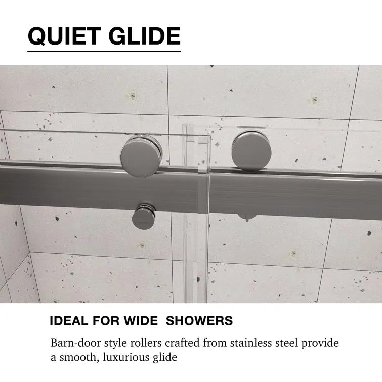 JimsMaison 72" W x 79" H Soft-Closing Double Sliding Frameless Shower Door with Clear Glass JMBGSD03-72BN