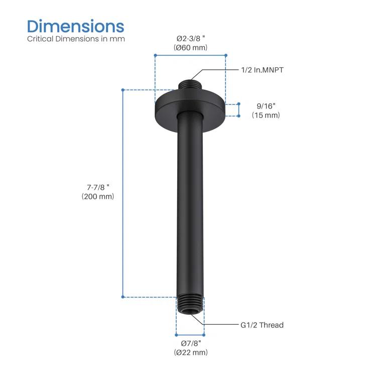 Circular 8" Ceiling Mounted Shower Arm