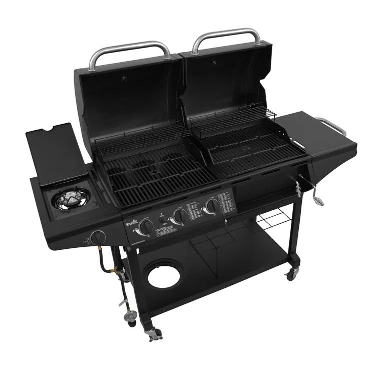 Charbroil 3-Burner Combo Gas & Charcoal Grill with Side Burner