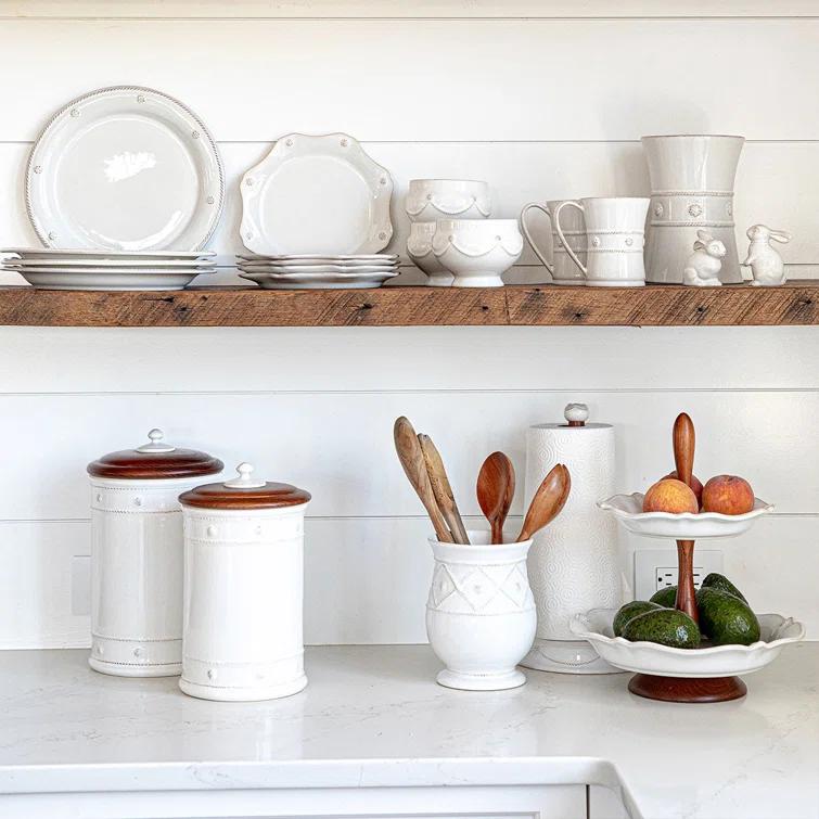 Juliska Berry & Thread Canister with Wooden Lid - Whitewash