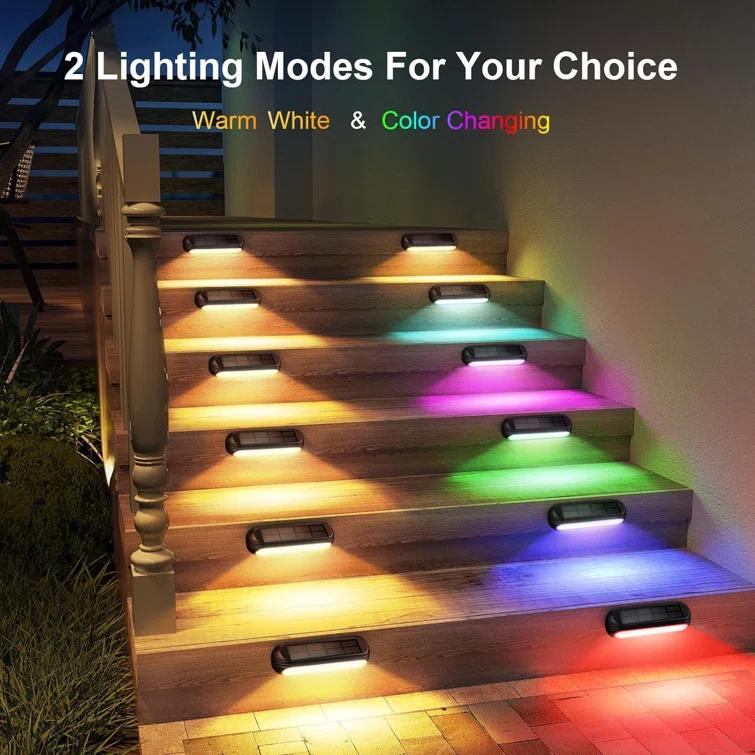 WdtPro Matte Black Solar Powered Integrated LED Step Light Kit (Set of 8)