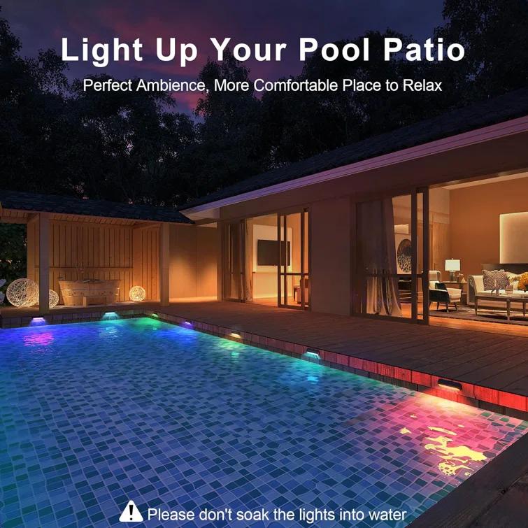 WdtPro Matte Black Solar Powered Integrated LED Step Light Kit (Set of 8)