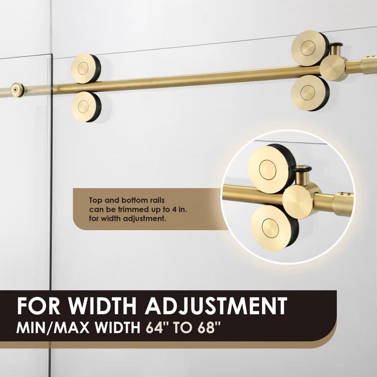 64" - 68" W x 78" H Single Sliding Frameless Shower Door