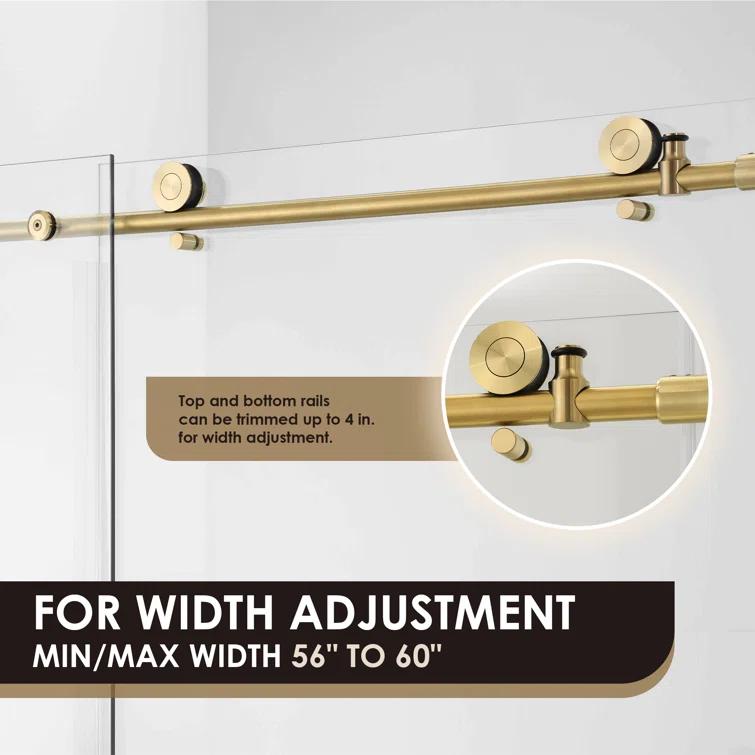 56" - 60" W x 58" H Single Sliding Frameless Tub Door
