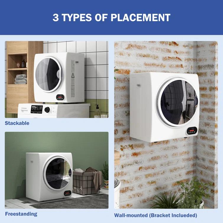 HomCom 1.5 Cubic Feet Vented Electric Stackable Dryer