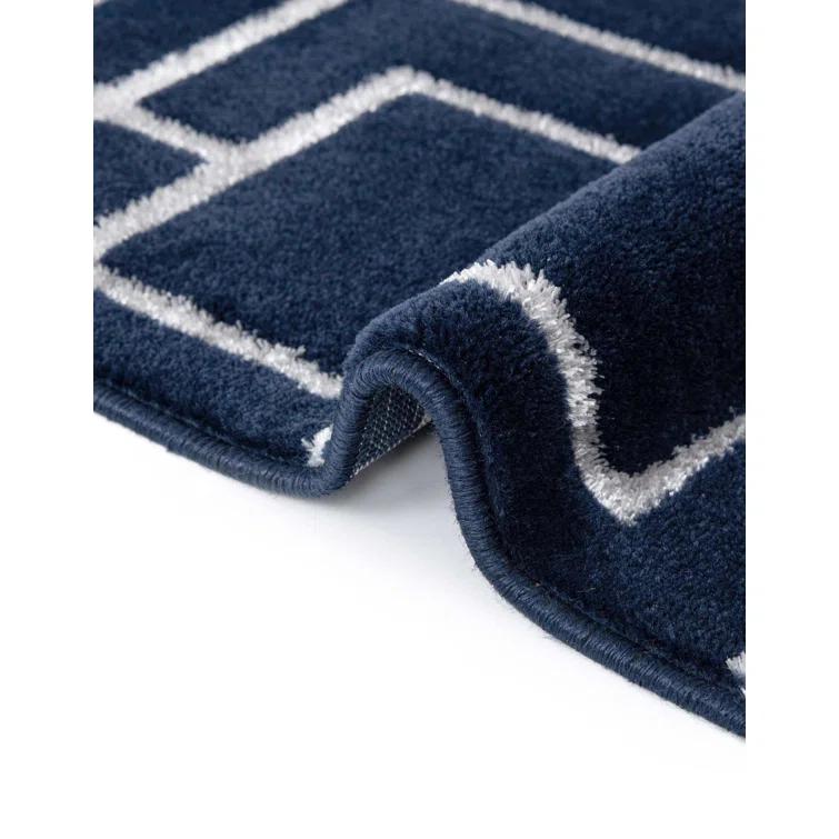 Glam Navy Blue Silver Area Rug